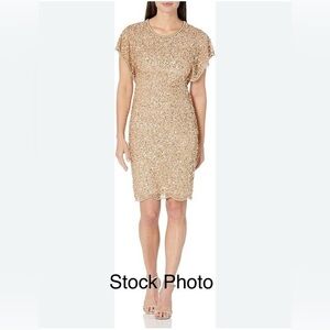 Adrianna Papell Gold Sequin Sheath Dress